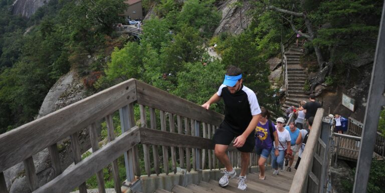 Climbing Some Stairs at Chimney Rock, North Carolina