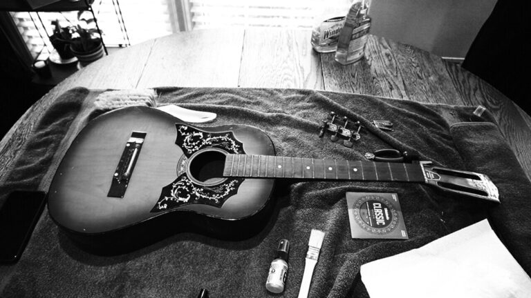 Sears 559-1250 Acoustic Guitar Cleaning and Re-stringing