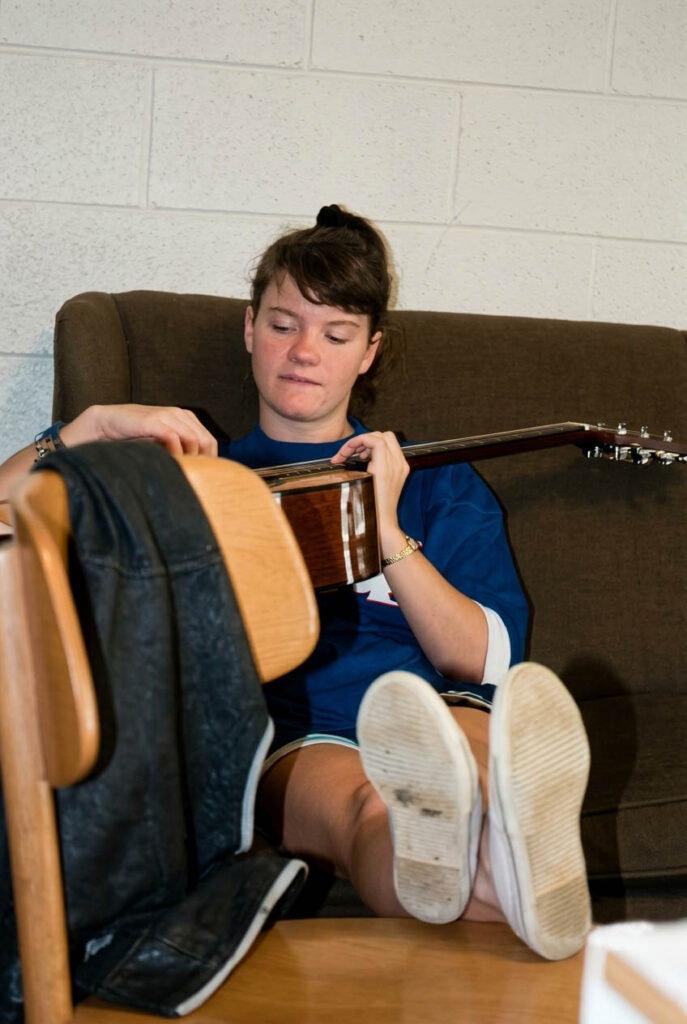Angela G at Auburn University Playing Sigma Martin Acoustic Guitar